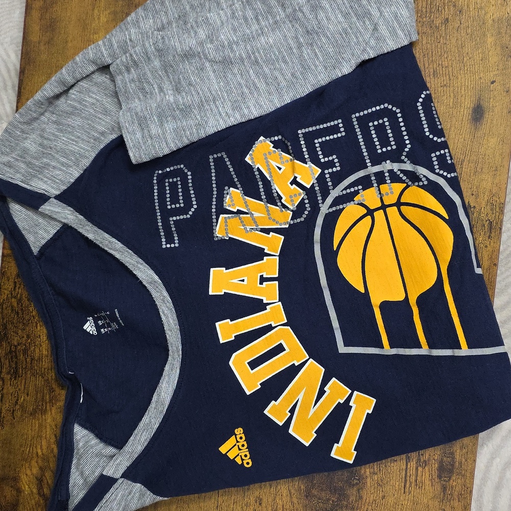 Adidas Indiana Pacers Raglan Tee | Navy & Grey - Picture 3 of 9